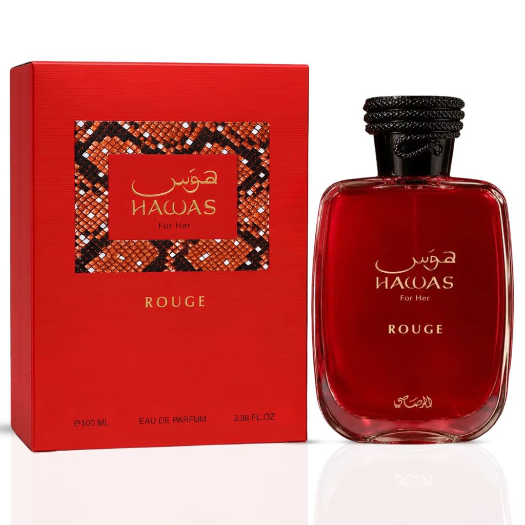 Hawas Rouge Eau de Parfum Spray 100 ml (3.4 oz) by Rasasi